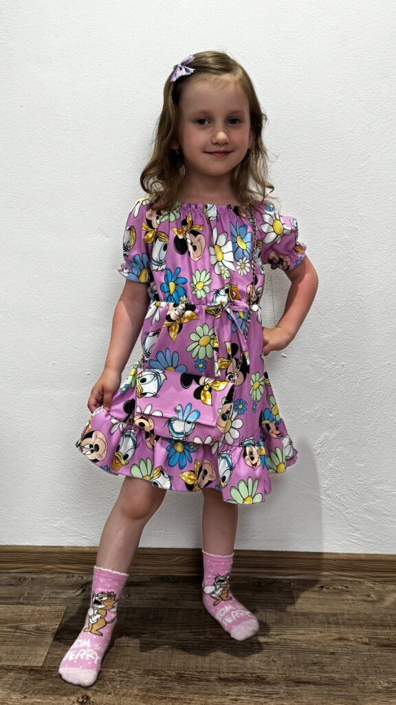 Letní šaty Minnie s kabelkou - fialové