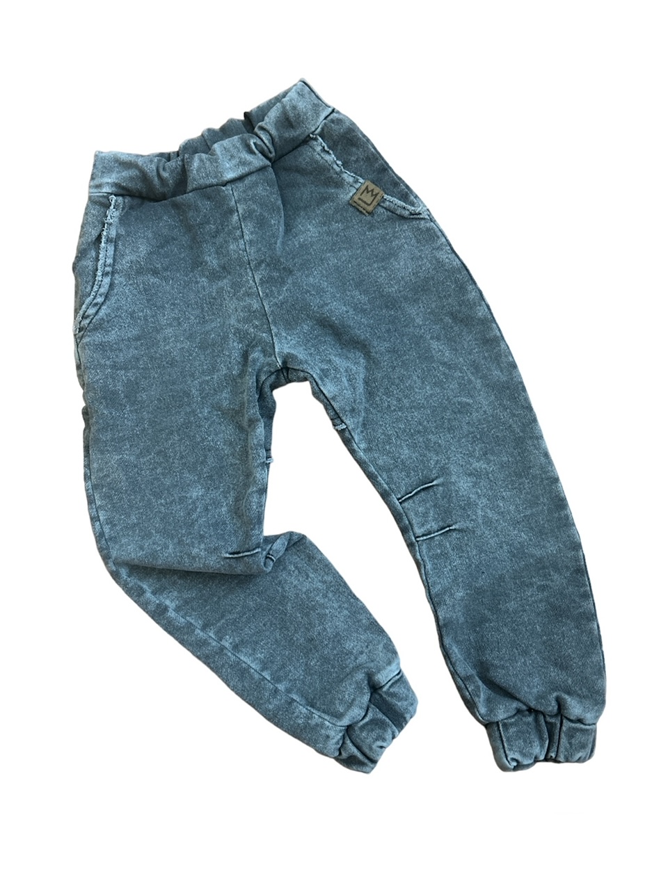 Tepláky JEANS s pudlem - modré