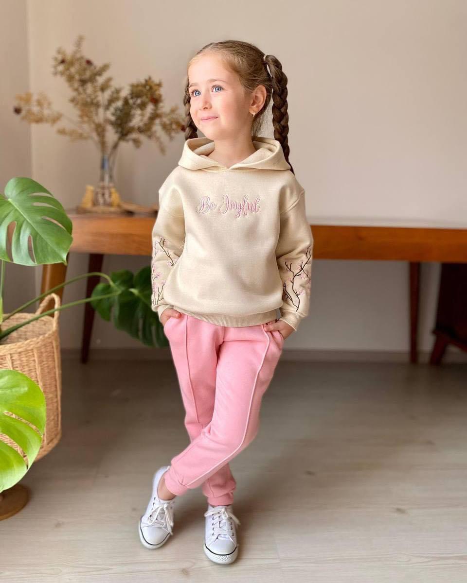 IMG_8685 Teplá bavlněná tepláková souprava BE JOYFUL - růžová