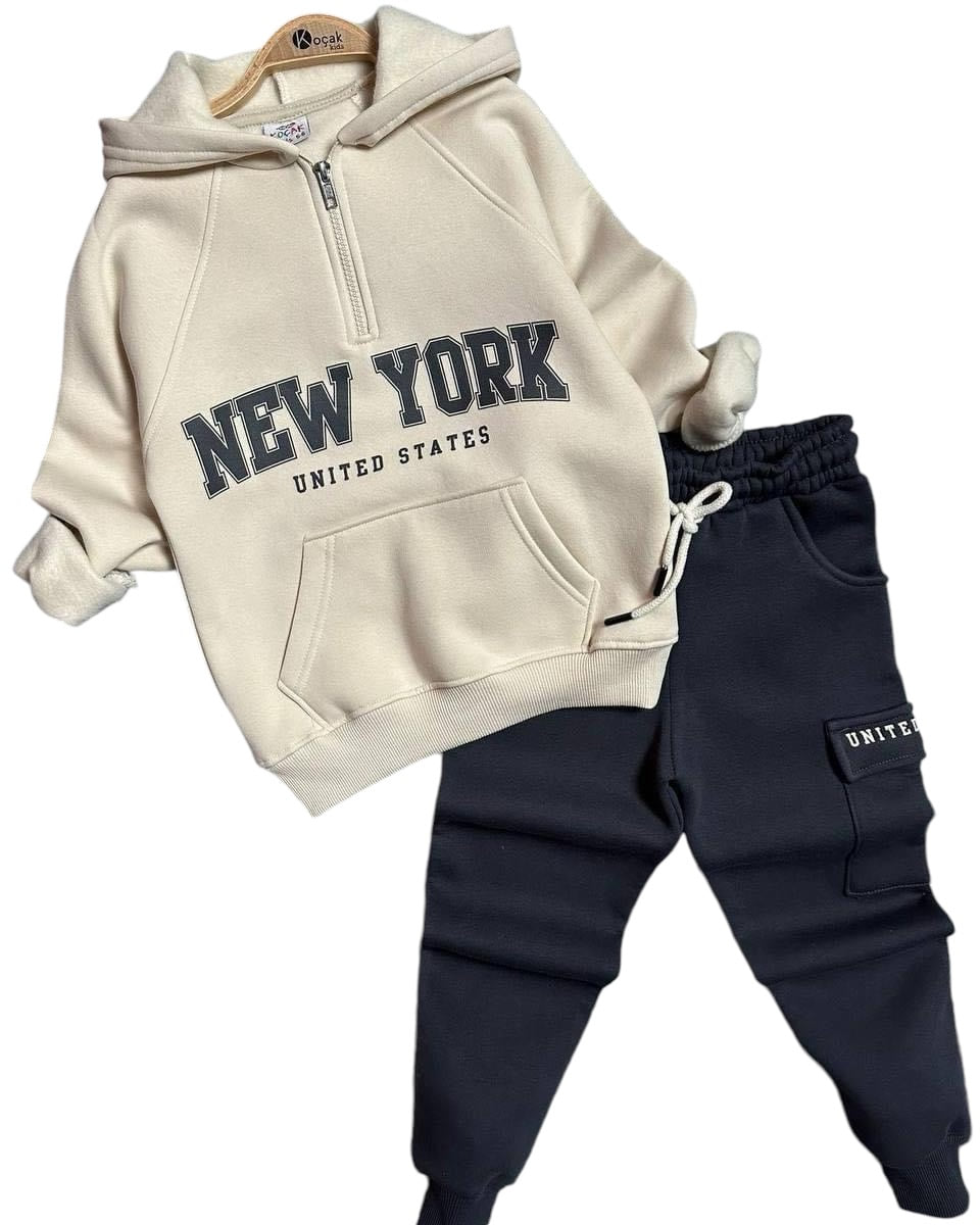 IMG_8719 Zateplená tepláková súprava NEW YORK - béžová