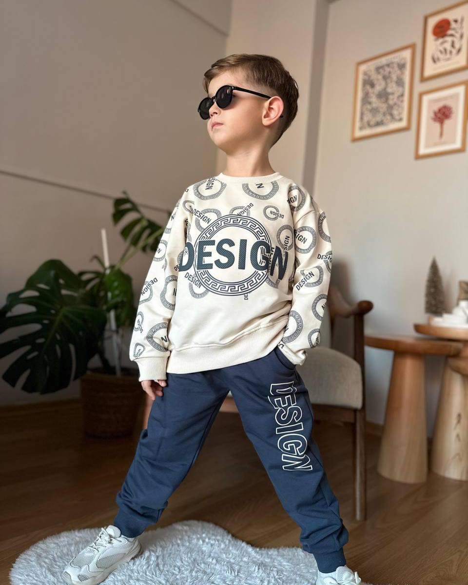 Bavlnená tepláková súprava DESIGN #new25 – siva Bavlnená tepláková súprava DESIGN #new25- sivá – Obrázok 1