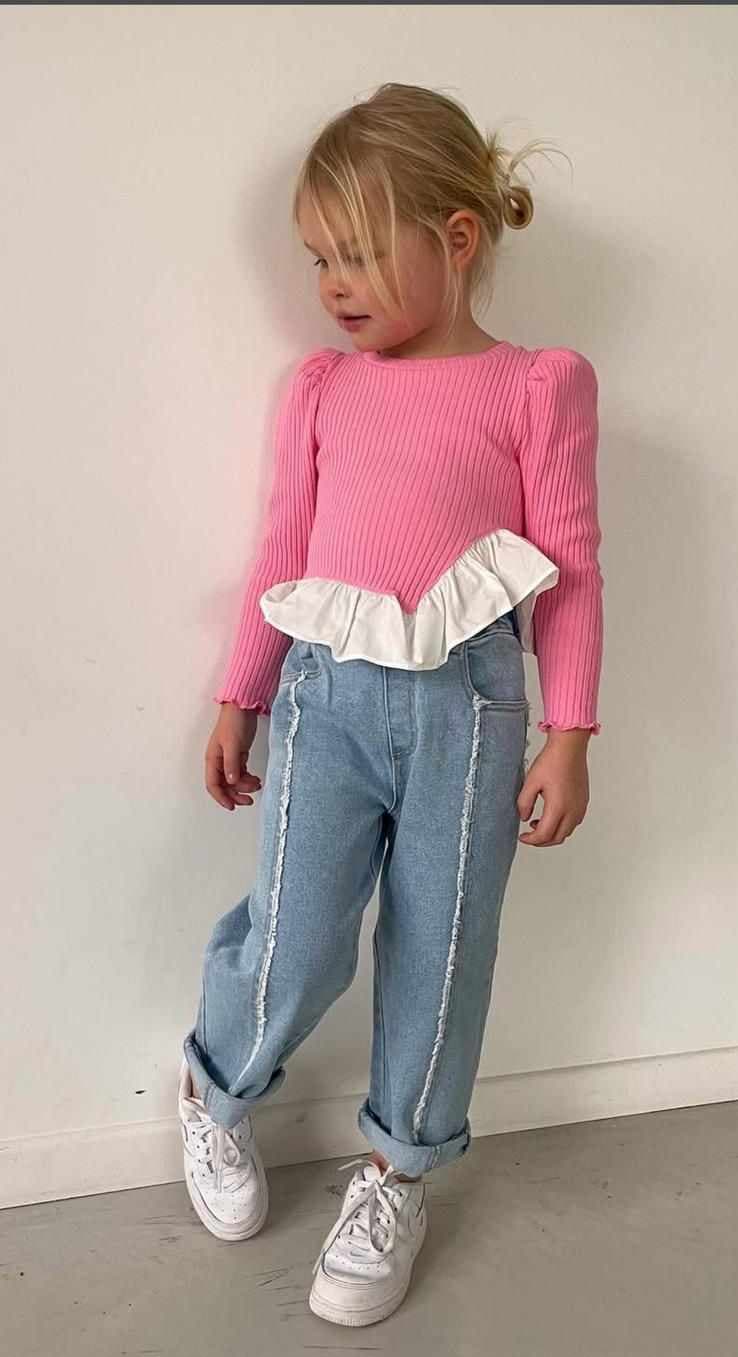 růžová dívčí sada Dívčí sada s džínami Pink girl #new25 - pudr - Obrázek 1