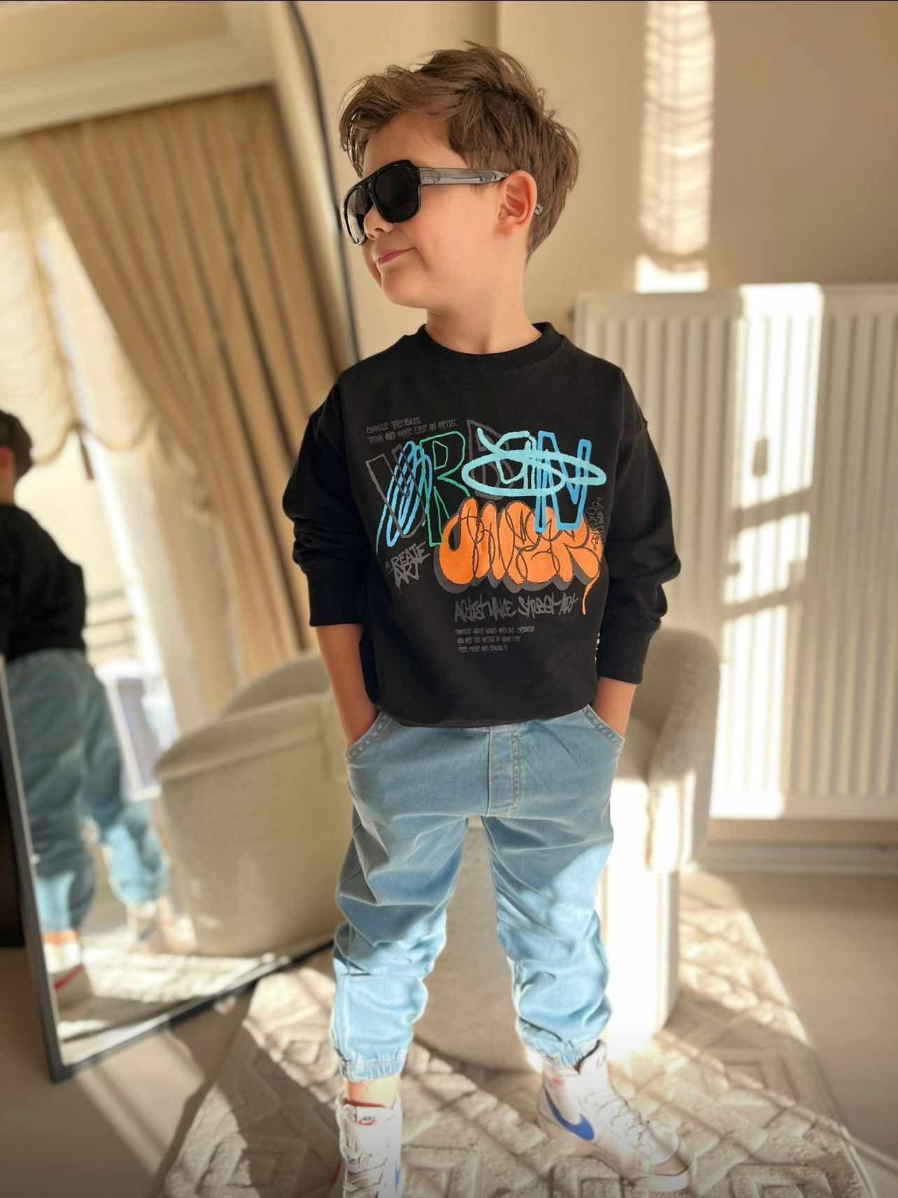 sada urban black Bavlněná tepláková souprava Urban s džínami #new25 - černá - Obrázek 1