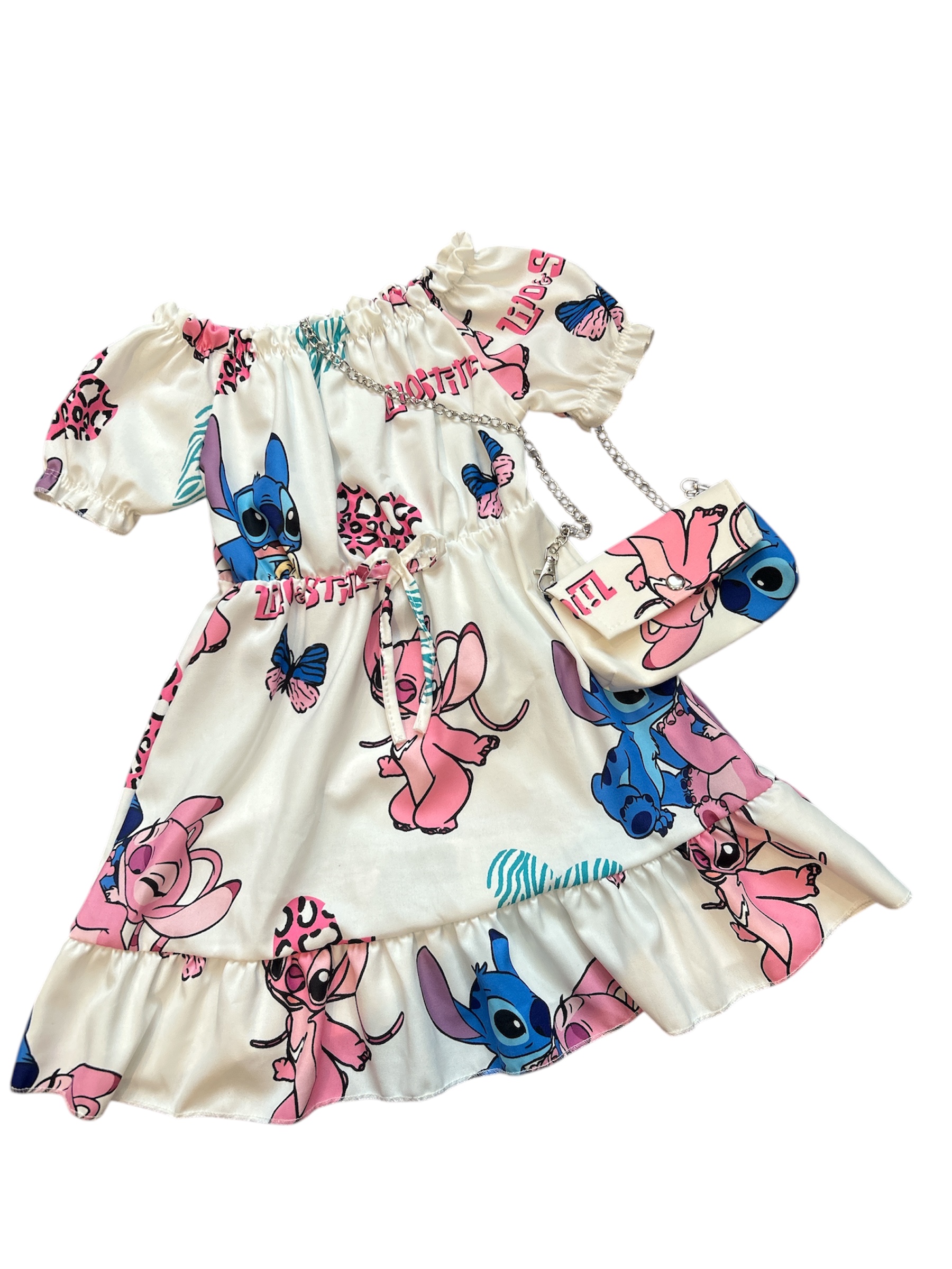 Letne šaty s kabelkou Lilo&Stitch Letní šaty s kabelkou pink rose #new25 - Obrázek 1