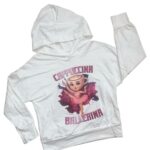 Bavlnená mikina s kapucňou BALLERINA CAPPUCCINA - biela