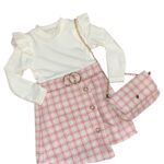 Šaty s kabelkou KARO - pudrové