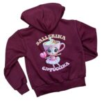 Tepláková mikina na zips BALLERINA CAPPUCCINA - bordová