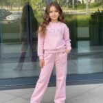 Teplákový bavlnený komplet HAPPY DAYS - beldo-ružová