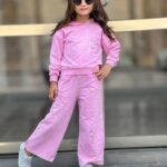 Teplákový JEANS komplet FLOWER s kapucňou jesen25 - ružový