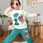 Bavlnený teplákový komplet MINECRAFT BOOM jesen25 - bežovo-zelený