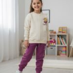 Tepláková bavlnená súprava CAPIVARA - bežovo-cyklamenová