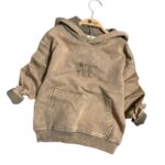 Batikovaná JEANS mikina s kapucňou KK - bledo-hnedá