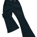 Rebrovane zvonové legíny z hrubšej bavlny (nezateplené) - čierne