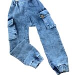 Rifľové tepláky KLASIK s vreckami jesen25 - modré