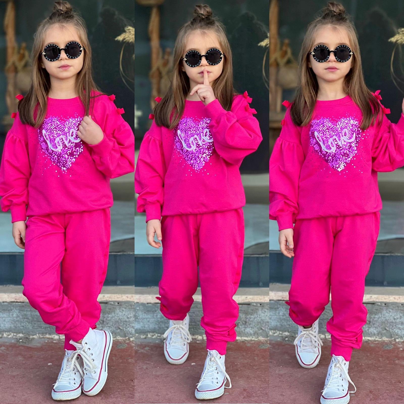 Tepláková bavlnená súprava Heart LOVE jesen25 - ružová Tepláková bavlnená souprava Heard love #new25 - fialová - Obrázek 1