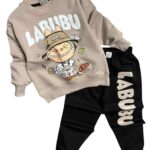 Tepláková bavlnená súprava LABUBU - hnedo-čierna