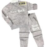 Tepláková bavlnená batik súprava NEW YORK - sivá