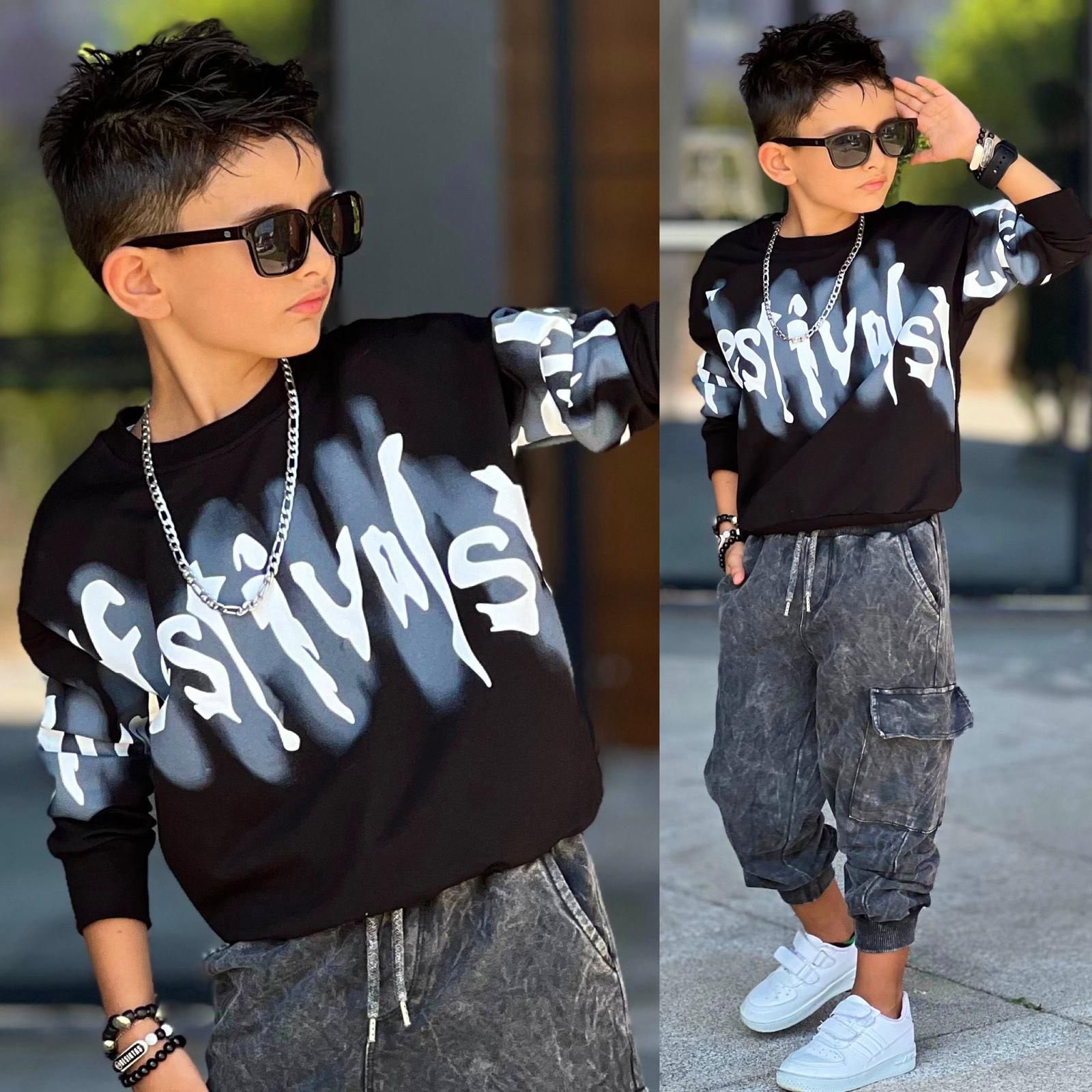 Teplákový bavlnený komplet EFESTIVALS jesen25 - čierny