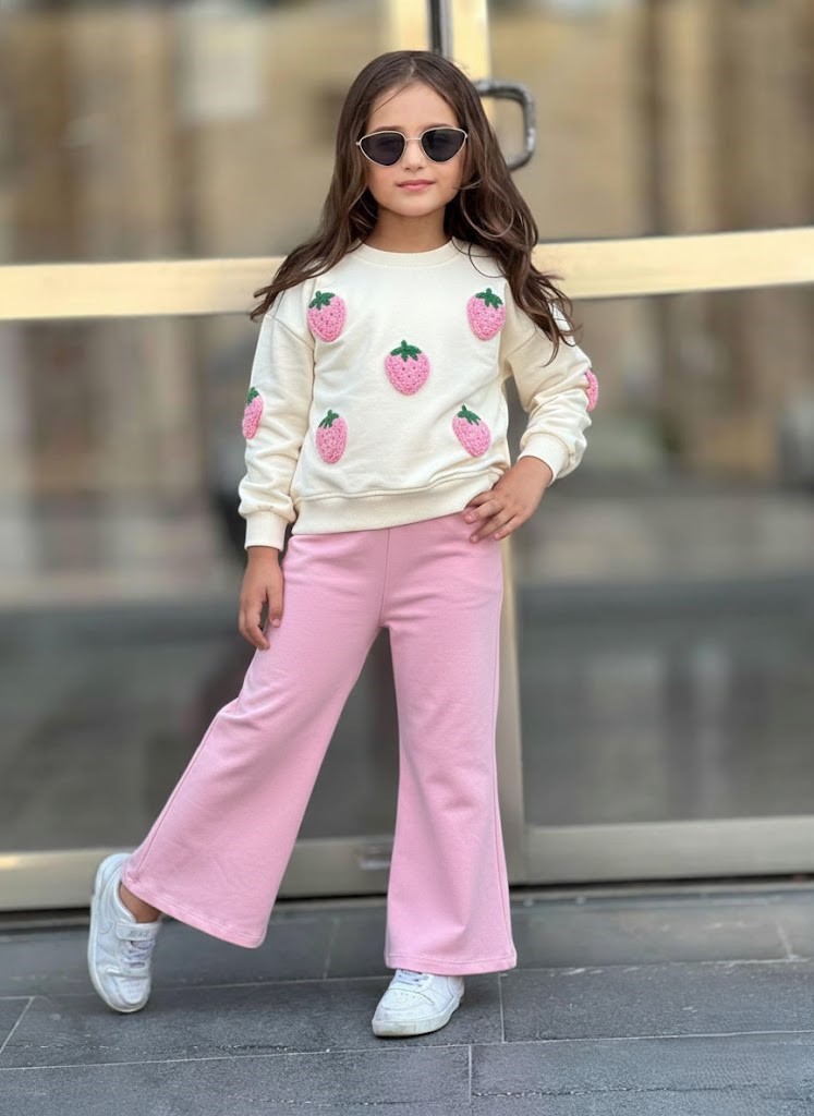 Zateplená bavlnená tepláková súprava KNITTED STRAWBERRY jesen25 - ružovo-bežová (2) Zateplená bavlnená tepláková súprava KNITTED STRAWBERRY jesen25 - ružovo-bežová – Obrázok 1