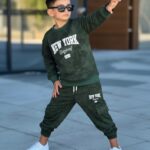 Zateplený teplákový komplet batik NY ORIGINÁL zima26 - tmavo zelený