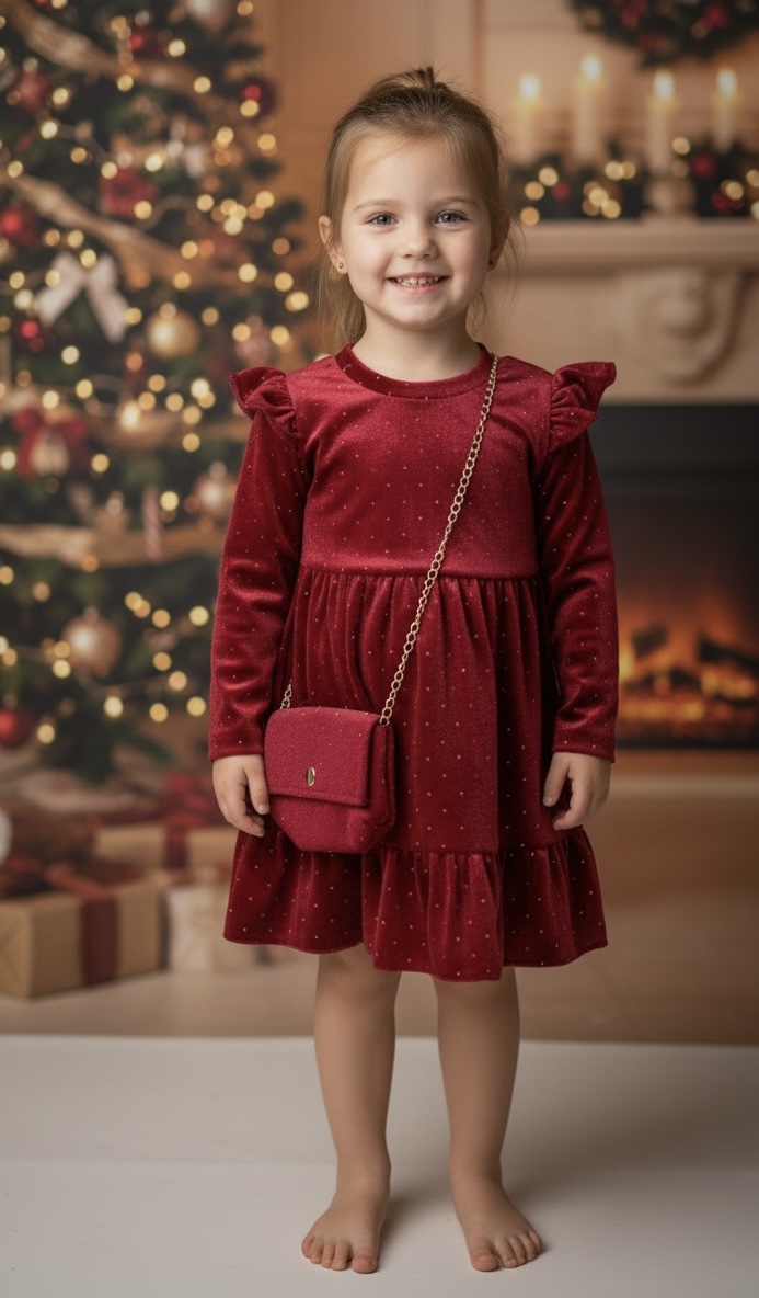 Velúrové kamienkové šaty s kabelkou jesen25 - červené