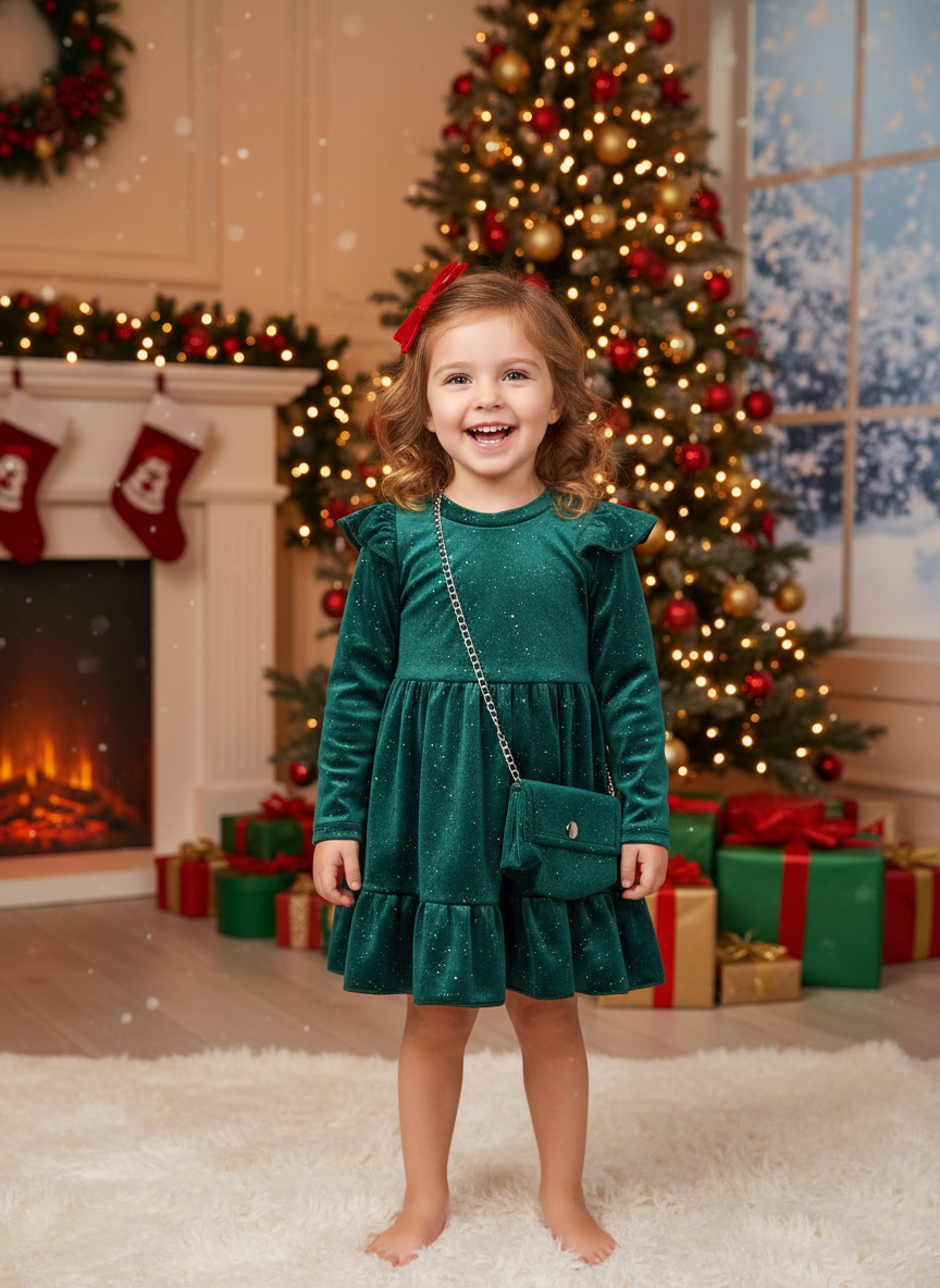 Velúrové kamienkové šaty s kabelkou jesen25 - zelené