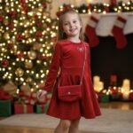 Velúrové šaty s kabelkou a trblietkami jesen25 - červené