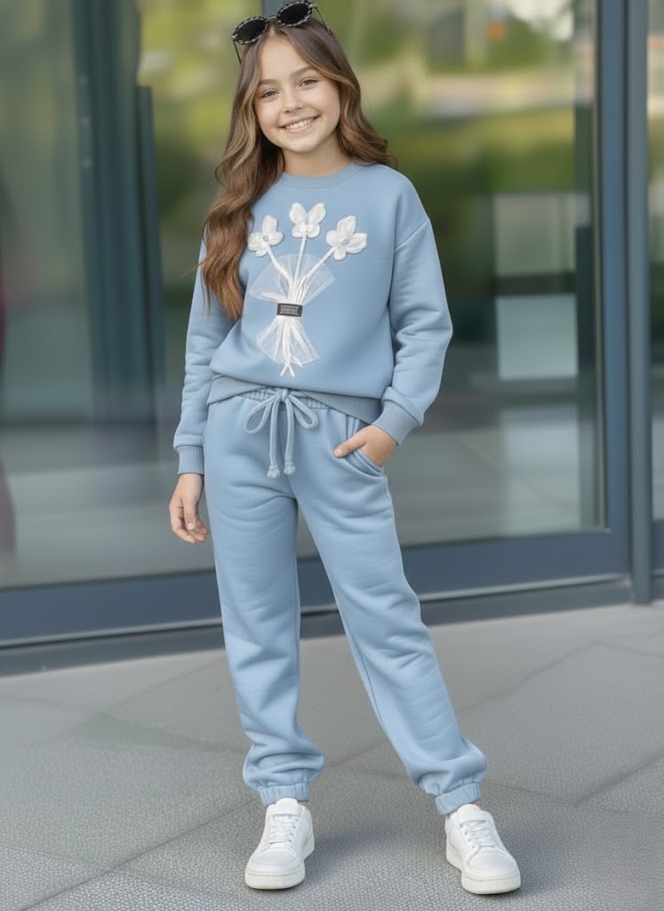 Zateplená tepláková súprava BOUQUET jesen25 - bledomodrá