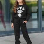 Zateplená tepláková súprava BOUQUET jesen25 - čierna