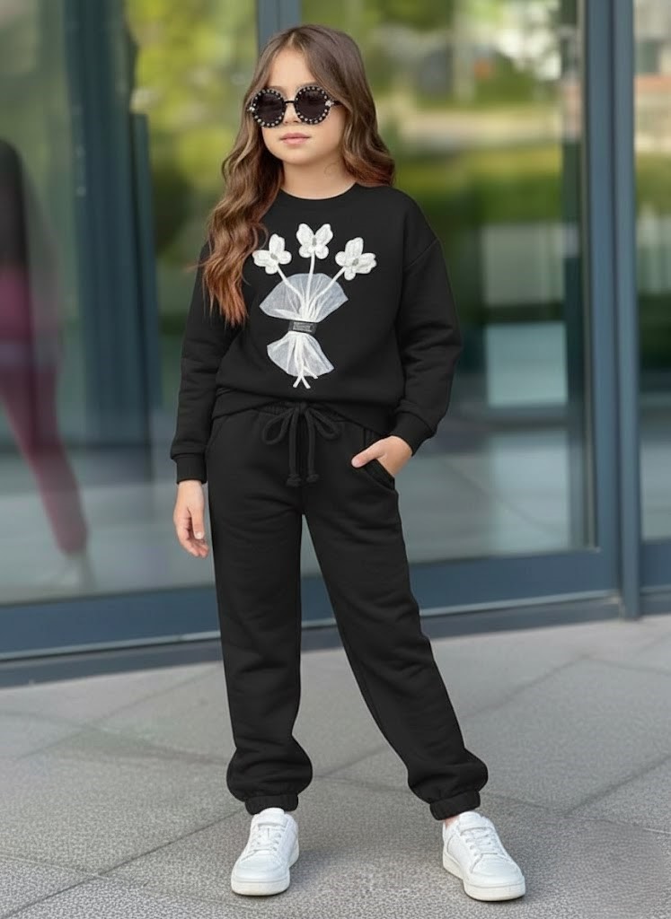 Zateplená tepláková súprava BOUQUET jesen25 - čierna