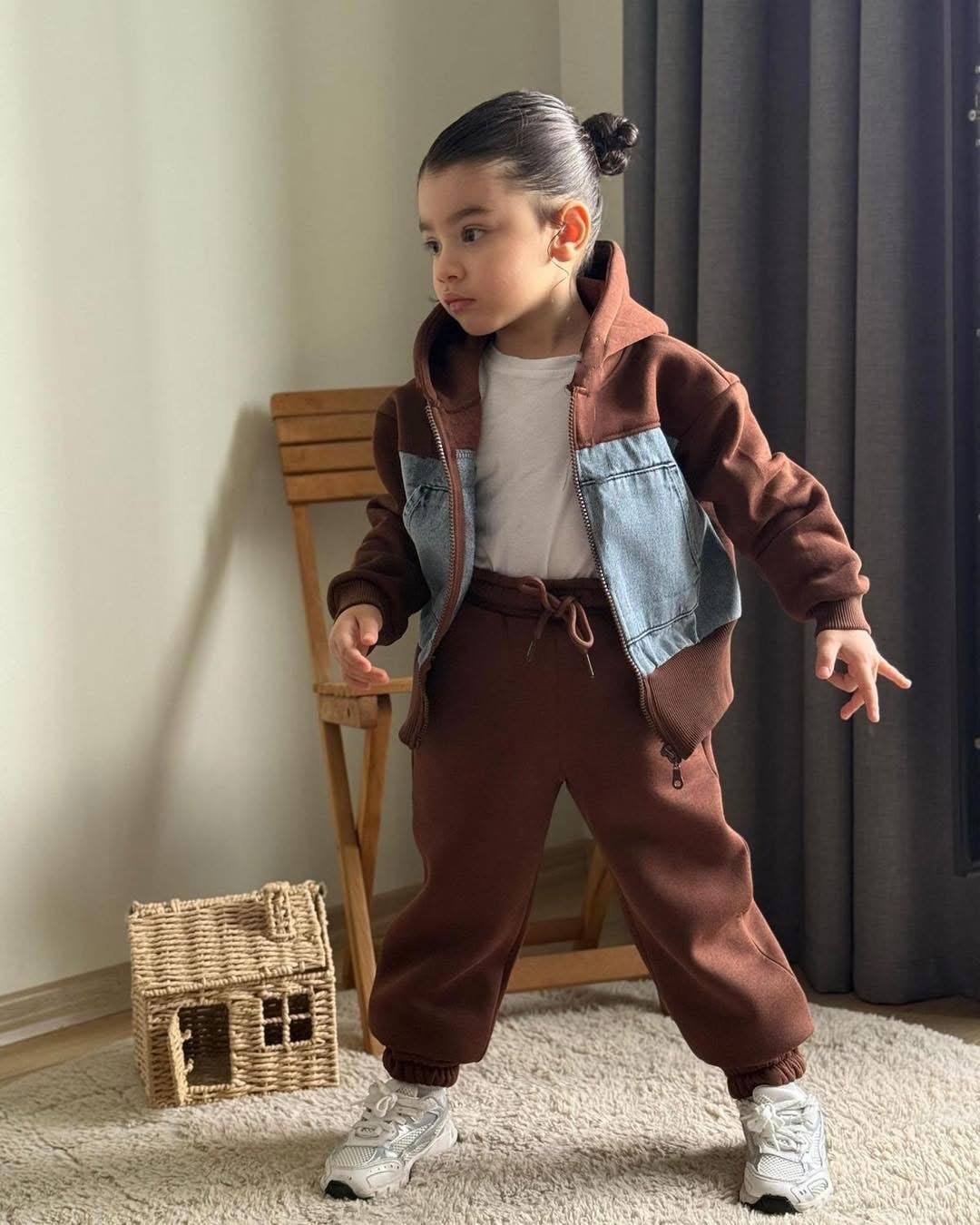 Zateplený teplákovo-rifľový 3komplet jesen25