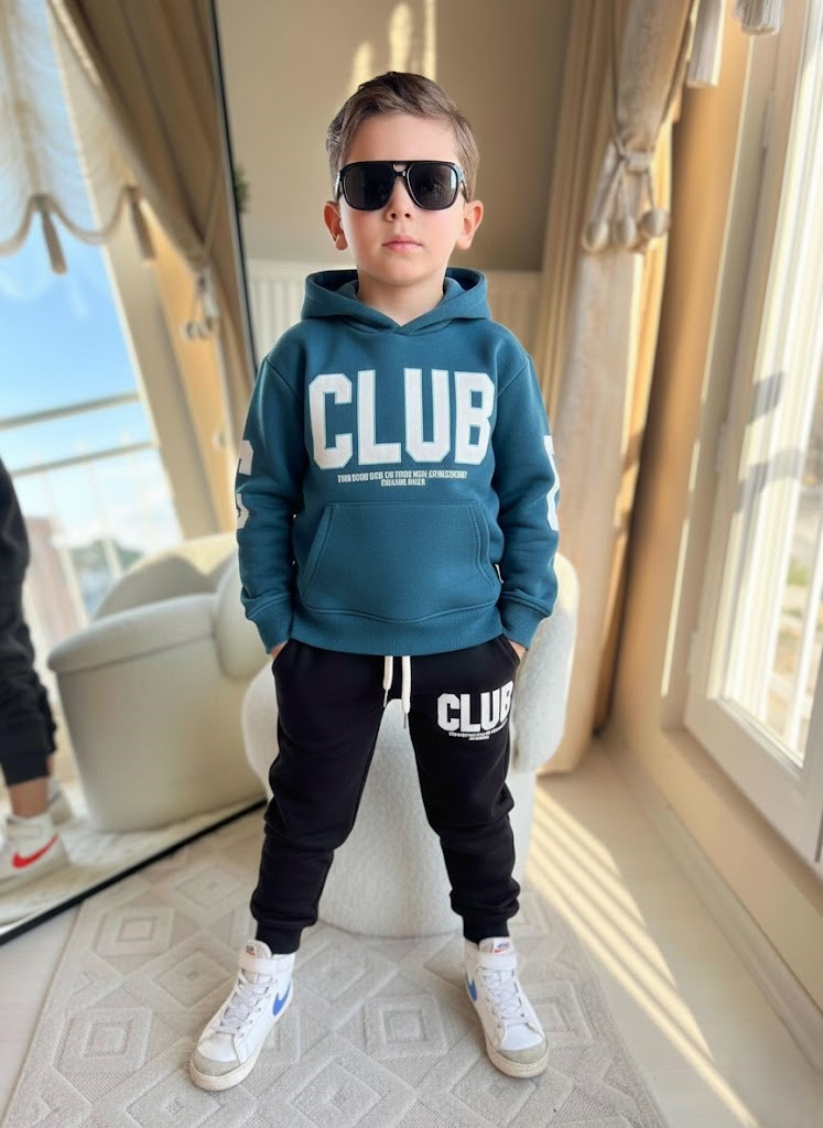 Zateplený teplákový komplet CLUB jesen25 - petrol