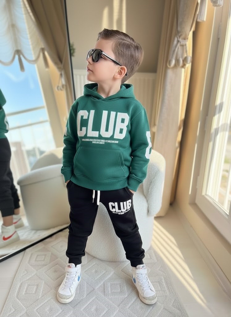 Zateplený teplákový komplet CLUB jesen25 - zelená