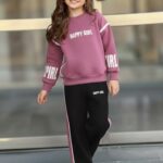 Zateplený komplet HAPPY GIRL jesen25 - cyklamen