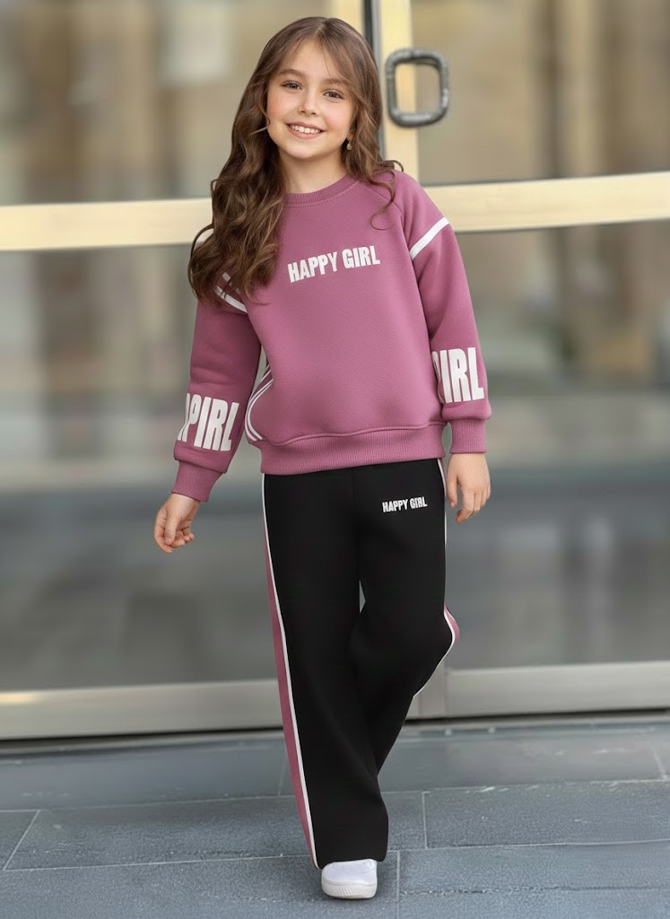 Zateplený komplet HAPPY GIRL jesen25 - cyklamen
