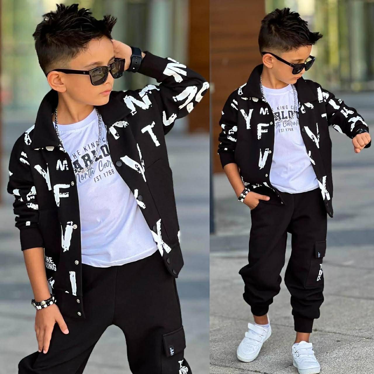 Bavlnený teplákový trojkomplet KING CITY - čierny Bavlnený teplákový trojkomplet KING CITY - čierny