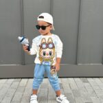 Tepláková bavlnená súprava BoyBoy LABUBU - modro-biela