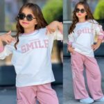 Tepláková súprava SMILE - bielo-pudrová