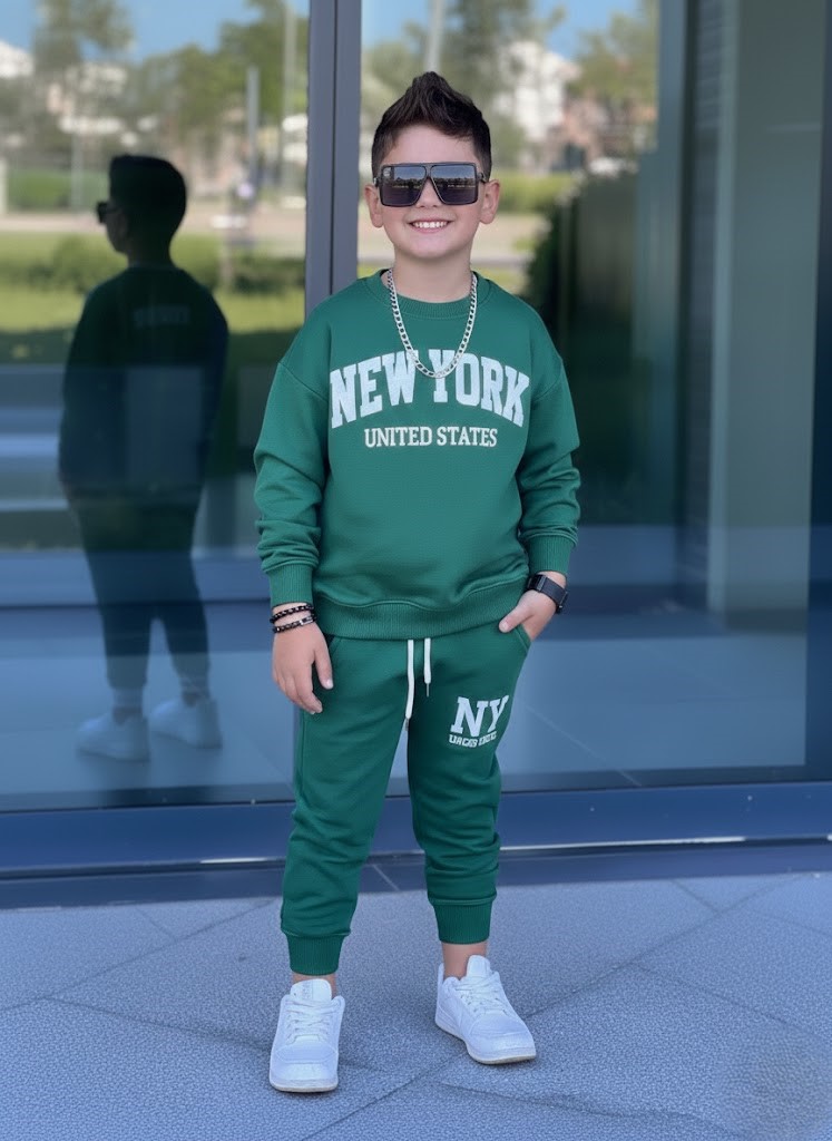 Teplákový bavlnený komplet NY UNITED - zelená