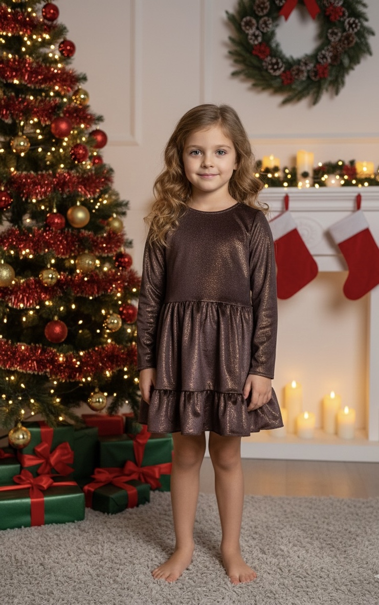 Velúrové trblietkavé šaty - čokoládové (2) Velúrové trblietkavé šaty - čokoládové