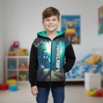 Zateplená bavlnená mikina MINECRAFT - čierna