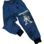 Zateplené bavlnené tepláky MINECRAFT - modré