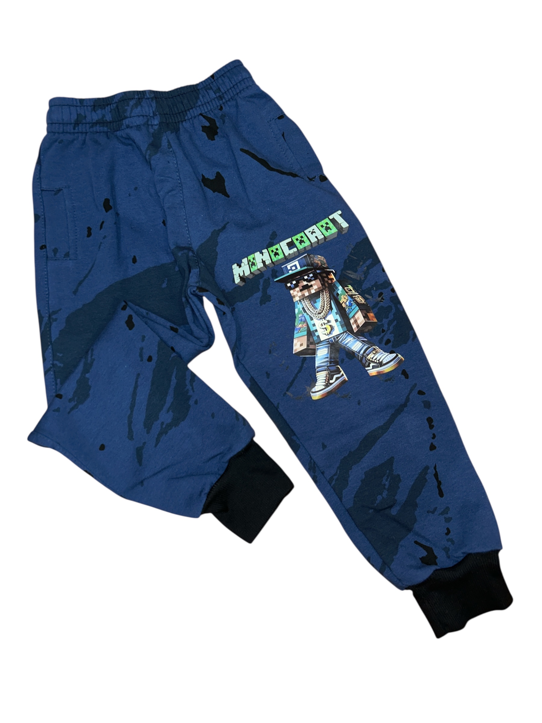 Zateplené bavlnené tepláky MINECRAFT - modré