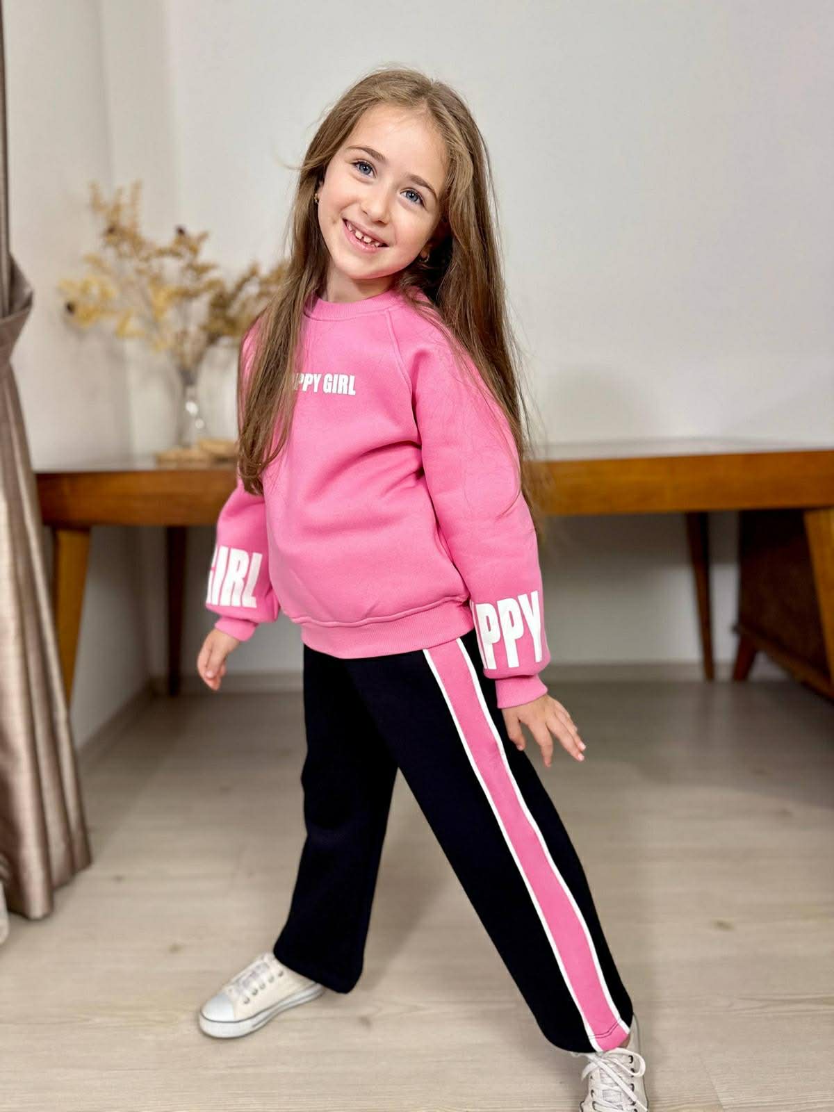 Zateplený komplet HAPPY GIRL - ružová