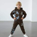 Bavlnená tepláková súprava CHAMPIONS - čokoládová