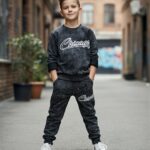 Tepláková bavlnená batik súprava CHICAGO - čierno-šedá