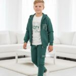 Teplákový bavlnený 3-komplet NY CITY – zelený