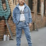 Teplákový bavlnený 3-komplet RELAX - modrý