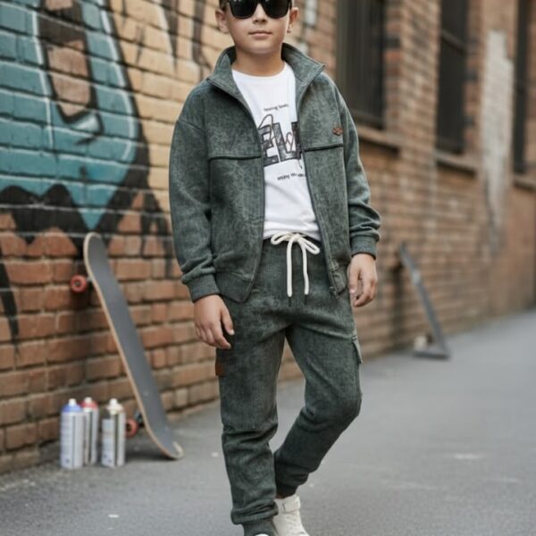 Teplákový bavlnený 3-komplet RELAX - oliva